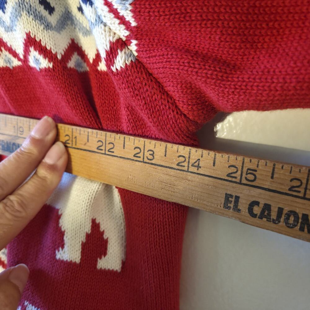 Hannah Andersson Womens M Red Fair Isle Open Cardigan Sweater Polar Bears Cotton - Picture 9 of 10